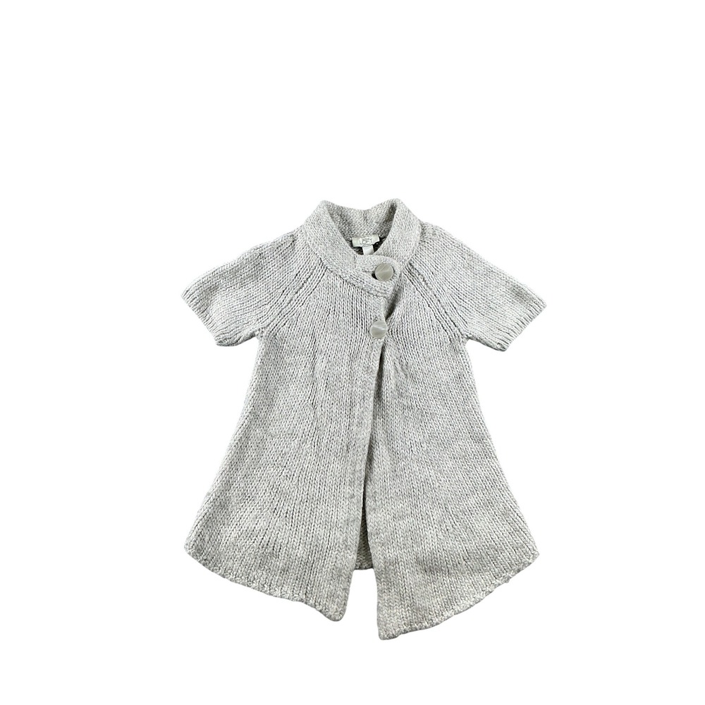 Ann Taylor Loft Petites Wool Alpaca Blend Short Sleeve Cardigan Gray XSP